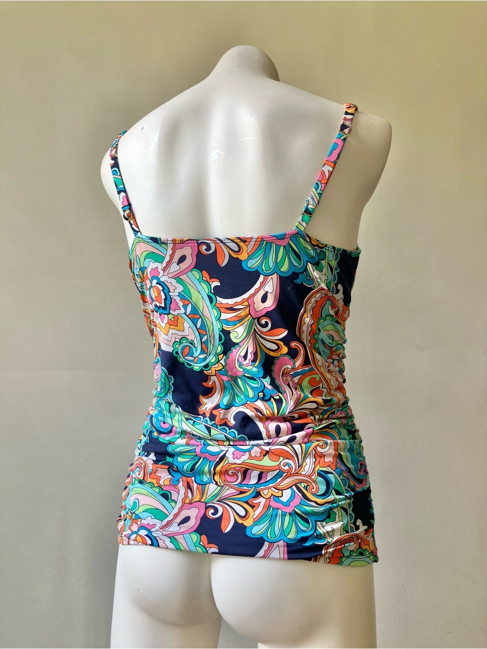Tommy Bahama Multicolor Paisley Tankini Top - Navy, Turquoise, Pink, Orange - Picture 3 of 6